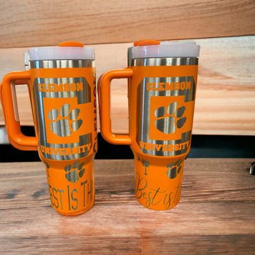 clemson laser engraved tumbler