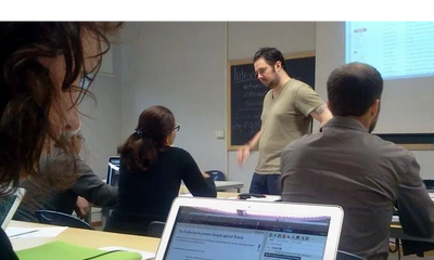 Carlos Enrique Rodriguez  giving a briefing  to the team of Greenstone Projects before a task.