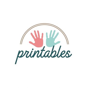Logo with pink and blue handprints above the word 'printables'.