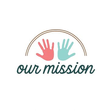 Logo with two colorful handprints and the text 'our mission'.