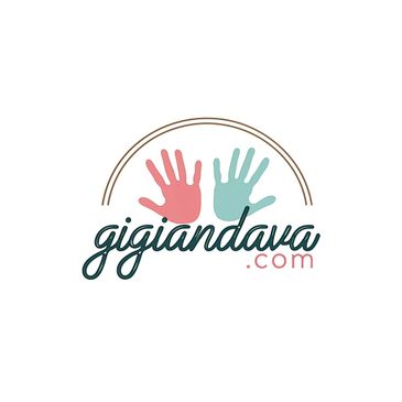 Logo with red and blue handprints and the text 'gigiandava.com'.