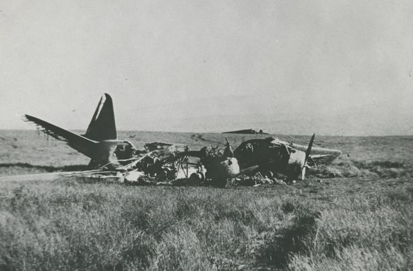 B-18 Bomber Destroyed at Clark Field Air Base on December 8, 1941