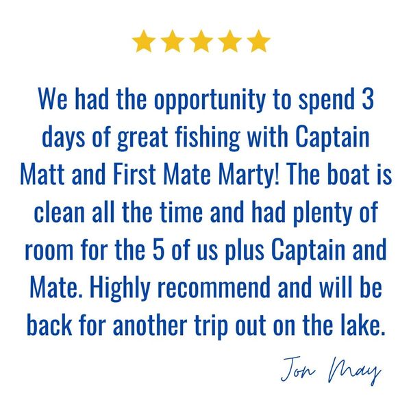 Relentless Pursuit Sport Fishing Testimonial from Jon May about Lake Michigan Fishing