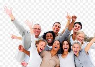 Group of people giving poster