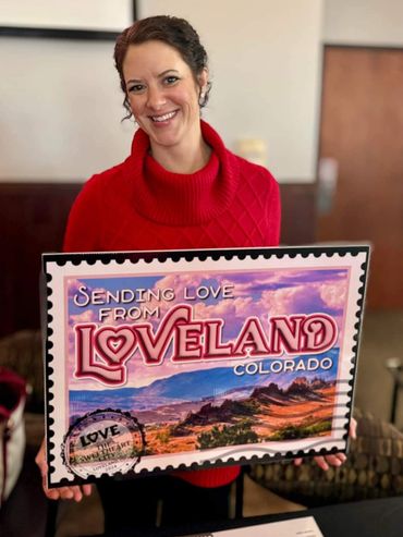 Tiffany designed the 2024 Valentine Card for the city of Loveland, Colorado