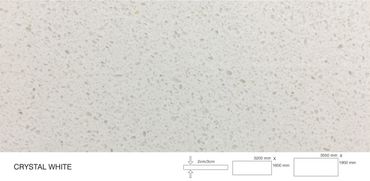Crystal White Quartz Slab Regular and Super Jumbo with 78*138 Inches or 2000*3500 mm size.