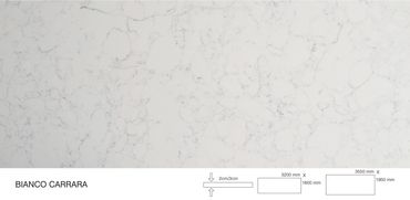 Bianco Carrara Quartz Slab Regular and Super Jumbo with 78*138 Inches or 2000*3500 mm size.