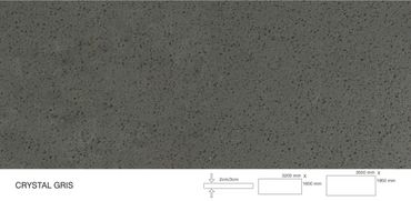 Crystal Gris Quartz Slab Regular and Super Jumbo with 78*138 Inches or 2000*3500 mm size.