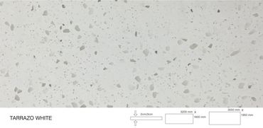 Terrazo White Quartz Slab Regular and Super Jumbo with 78*138 Inches or 2000*3500 mm size.