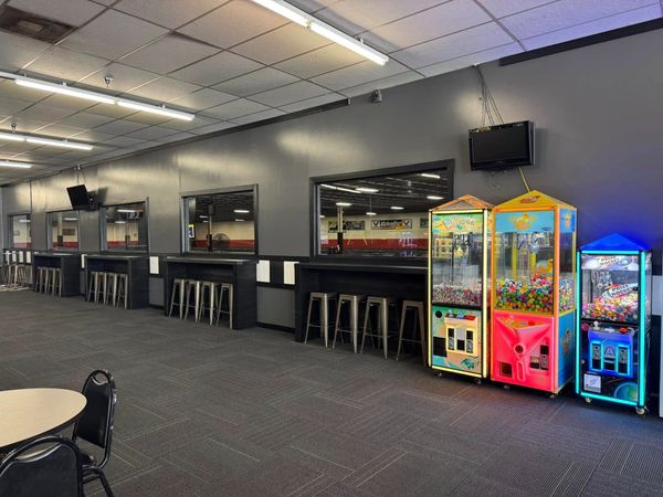 Our attractive facility at Extreme Indoor Kart Racing, featuring sleek modern design and great games.