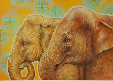 elephant, elephant, elephant art, elephant painting, golden elephants, Asian elephant