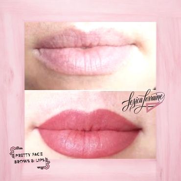 Lip blush before and after