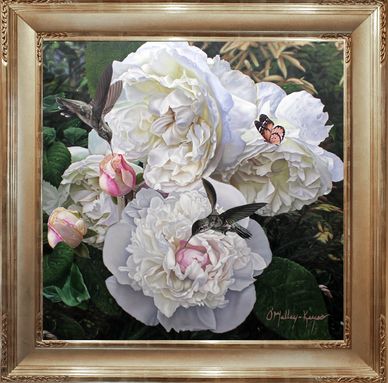 Oil Painting of White Peonies