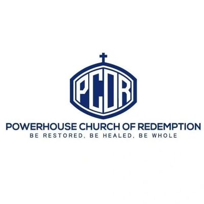 Logo of Powerhouse Church of Redemption with a cross and tagline.