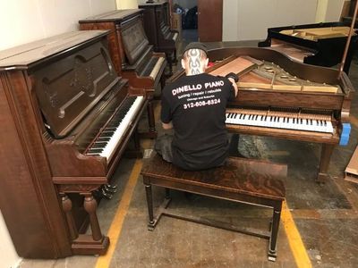 tuning up a set of bass strings