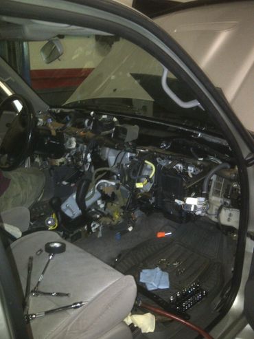 Torn apart car or truck dashboard