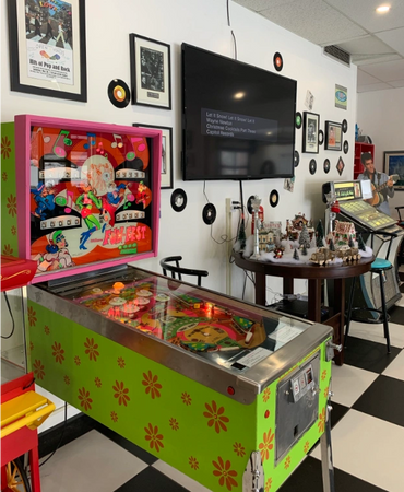 pinball machine in garage
