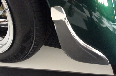 stone guard on green front fender