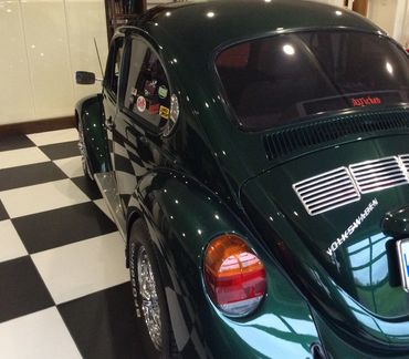 A green VW Bug