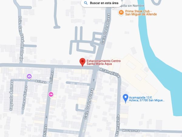 Public car park on Calzada de La Luz and corner of Calzada de La Presa. Walk uphill on Acamapixtle C