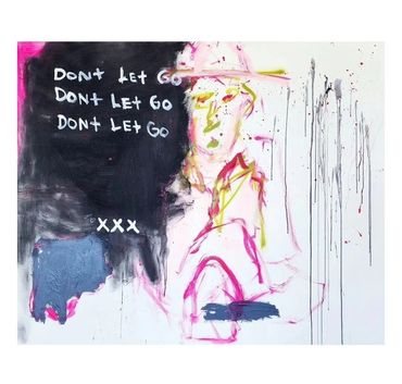 Abstract fine art painting of a face, by Genesis the Greykid.