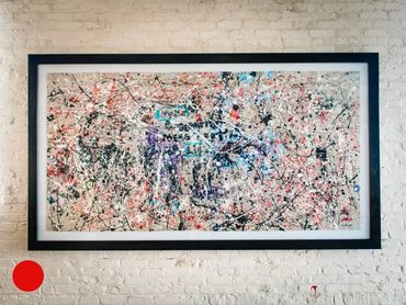 Large framed painting by fine artist Genesis the Greykid.