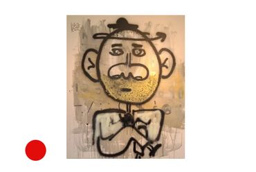 A painting by Genesis, Acrylic mixed with Latex and spray paint, dusted in Jack Moore diamonds.