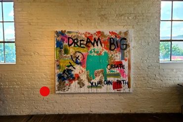 An abstract painting by Genesis, Acrylic mixed with Latex for ex-NFL football player A. Bethea.