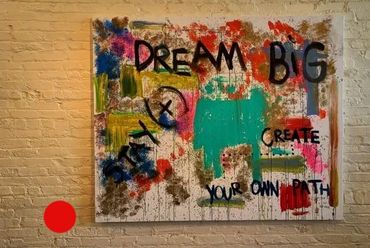 An abstract painting by Genesis, Acrylic mixed with Latex for ex-NFL football player A. Bethea.