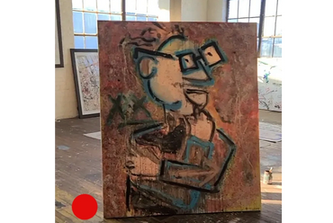 A painting by Genesis, Acrylic mixed with Latex and spray paint, dusted in Jack Moore diamonds.