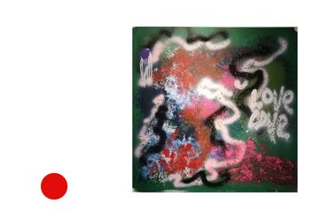 A painting by Genesis, Acrylic mixed with spray paint.