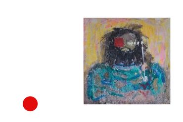 A painting by Genesis, Acrylic mixed with Latex to portray a "Christ" like figure.