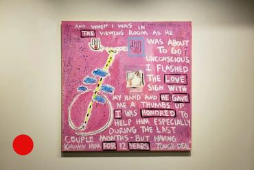 A commissioned painting by Genesis, Acrylic, about a death row inmate from priest perspective.