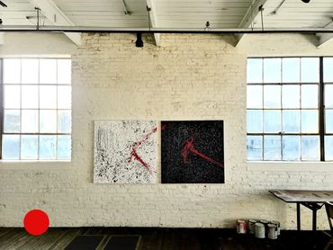 Two abstract paintings by Genesis, Acrylic mixed with Latex.