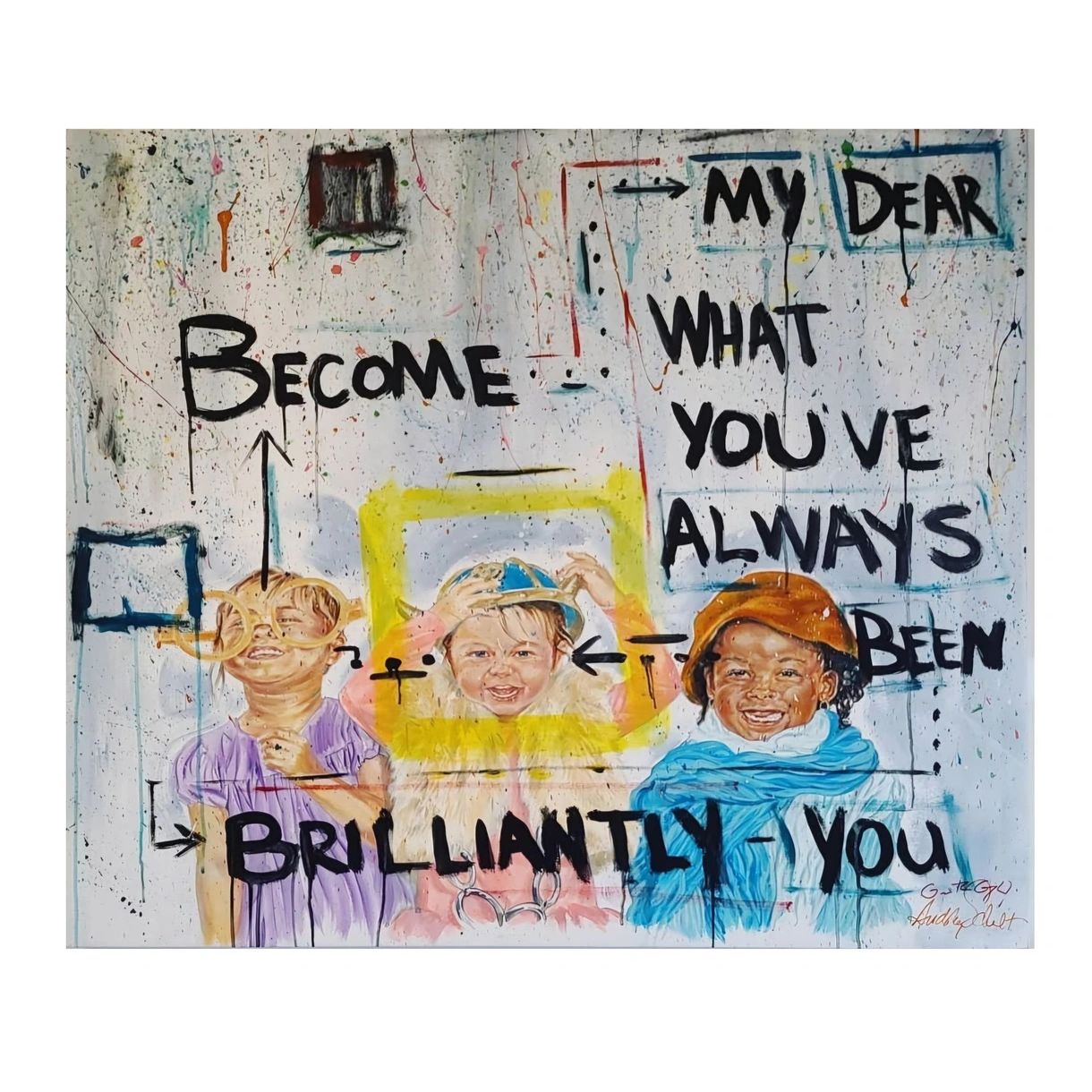 PoAnguardia painting & collaboration between Genesis the Greykid & vp of Ralph Lauren Audrey Schilts