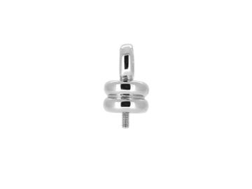 A silver dumbbell collar clamp.
