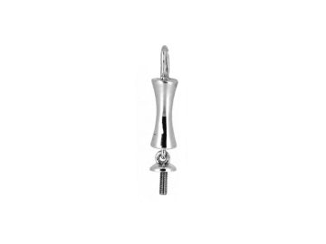 Silver pendant with a bolt design.
