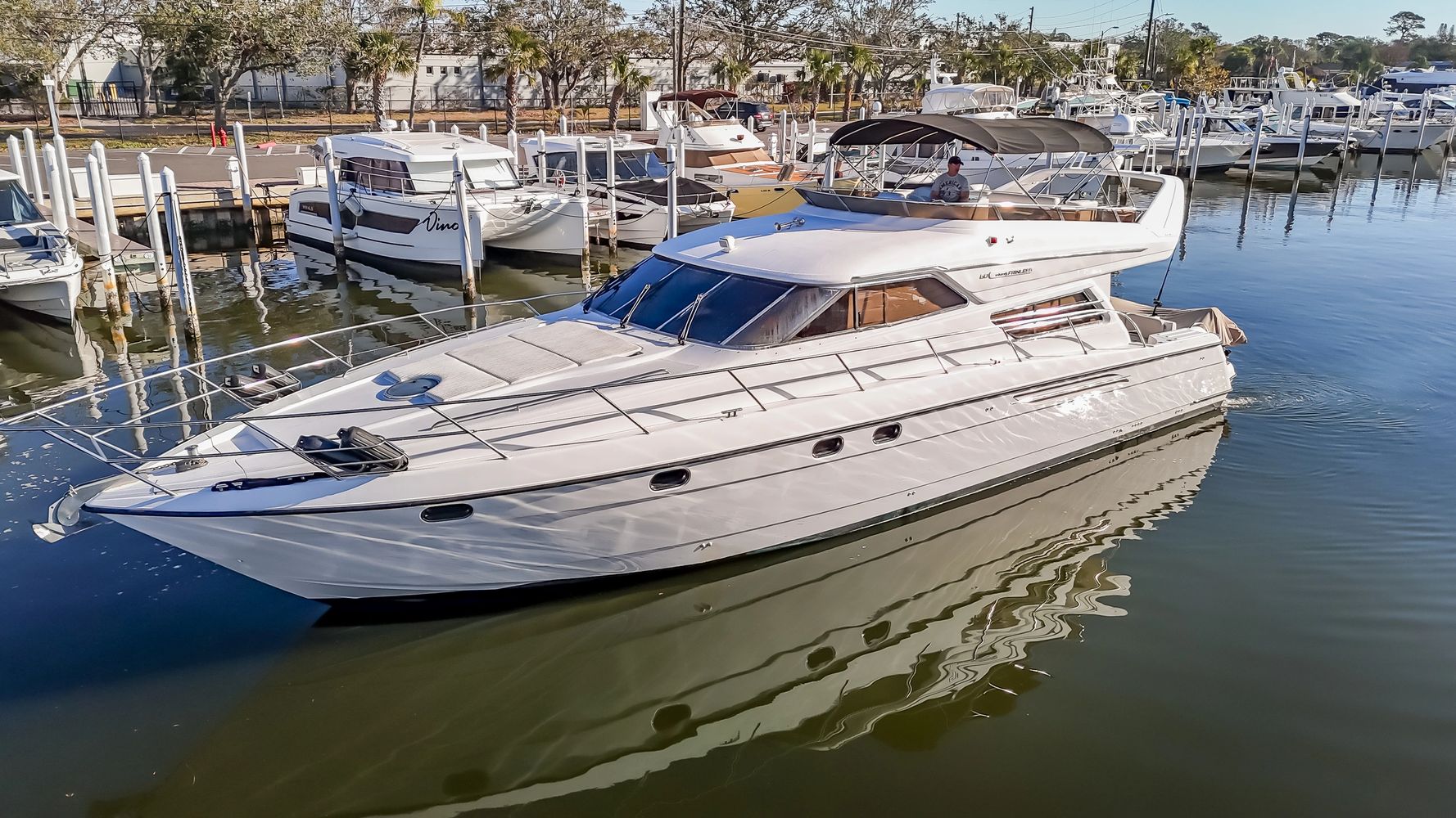 Luxury motorboat cruising along the coastline