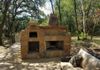 Combination wood fired pizza oven and outdoor fireplace.