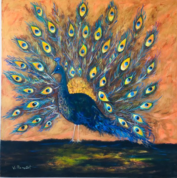Blue Peacock
Oil on linen
36x36 x1 gallery wrapped edge
$2200