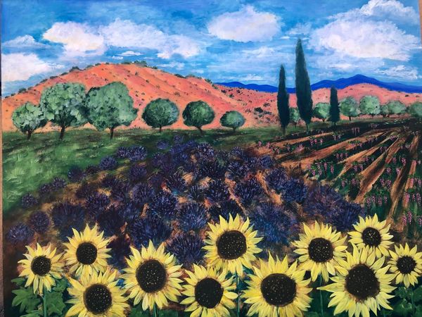 Sunflowers and Lavender 
48x60
Acrylic Mixed Media on Canvas
$3800