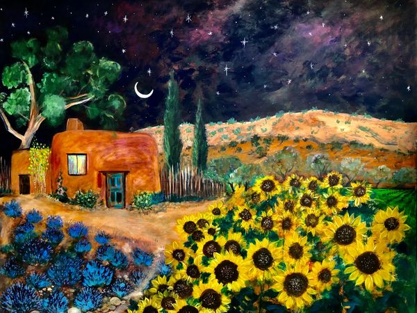 Sunflowers in the Desert at Night
Original Painting is SOLD
Prints are available
$4,400