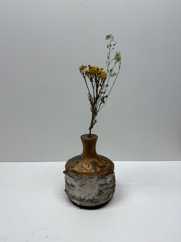 Live Edge Spalted Birch Weed Pot