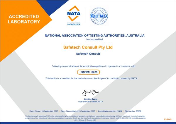 NATA accreditation, NATA certificate, NATA, Slip Test, Luminance Contrast, Dimensions