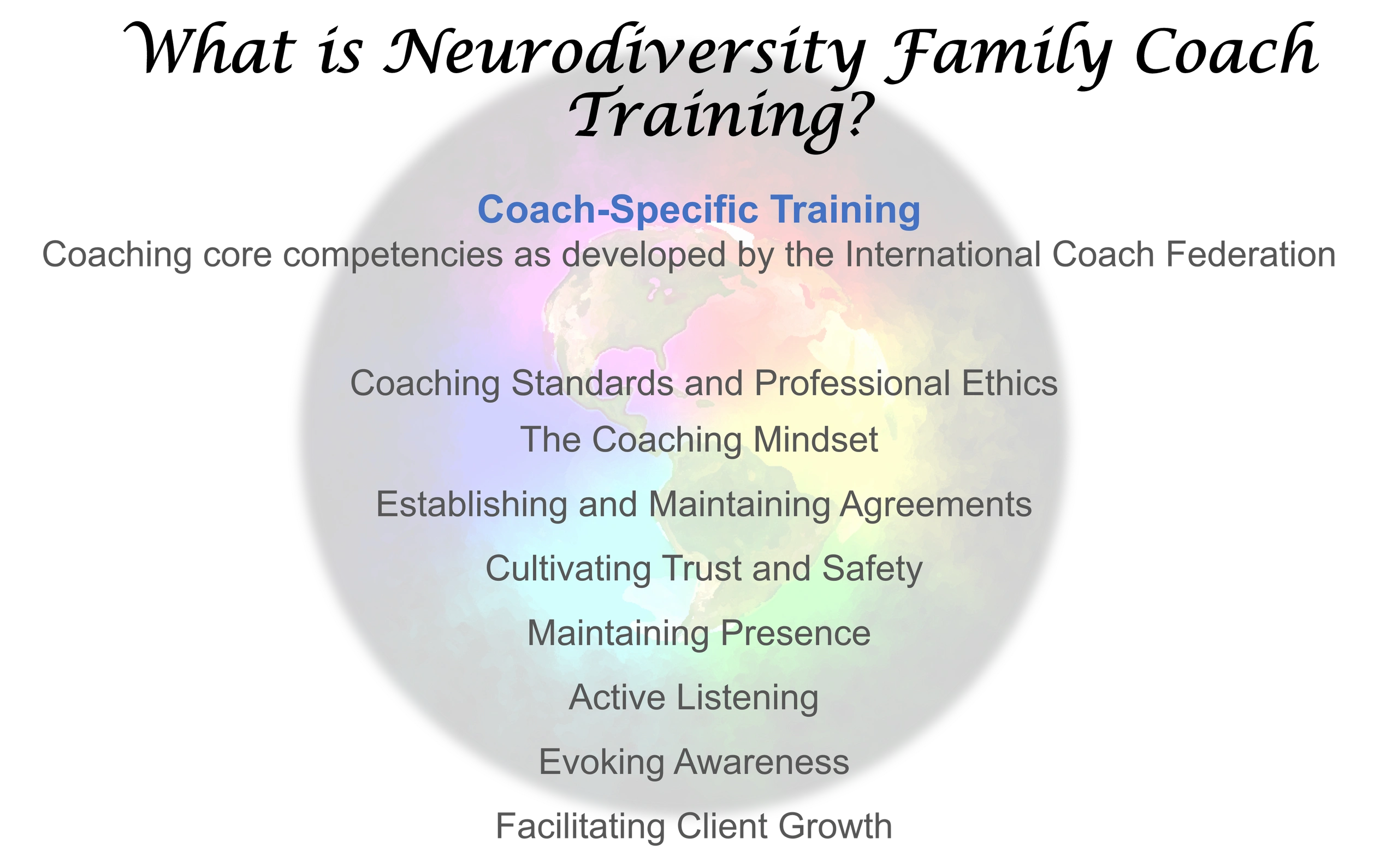 neurodiversity family coach training, ICF coach training, accredited coach training