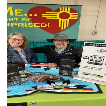 Yael and Ben representing tag4life at the 2024 Gathering of Nations PowWow in Albuquerque, NM.