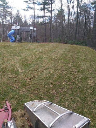 Lawn dethatching service in Bedford, NH. Done by SC outdoor Services, LLC.