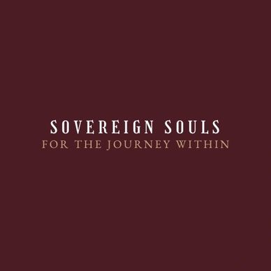 Logo saying 'Sovereign Souls For The Journey Within' on a dark maroon background.