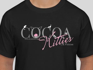 Black tshirt Cocoa Kitties Cat Rescue Logo Front