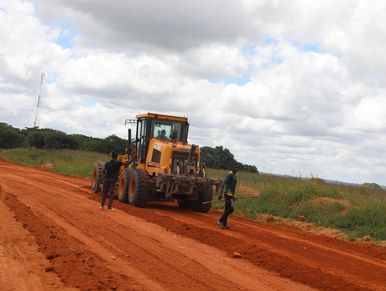 Preparation road with excavator